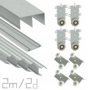 System do drzwi przesuwnych zestaw okuć 200cm KLASA 2m 2Drzwi SREBRO