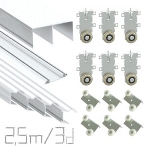 Zestaw okuć drzwi przesuwne Klasa BIAŁE 2,5m / 3D